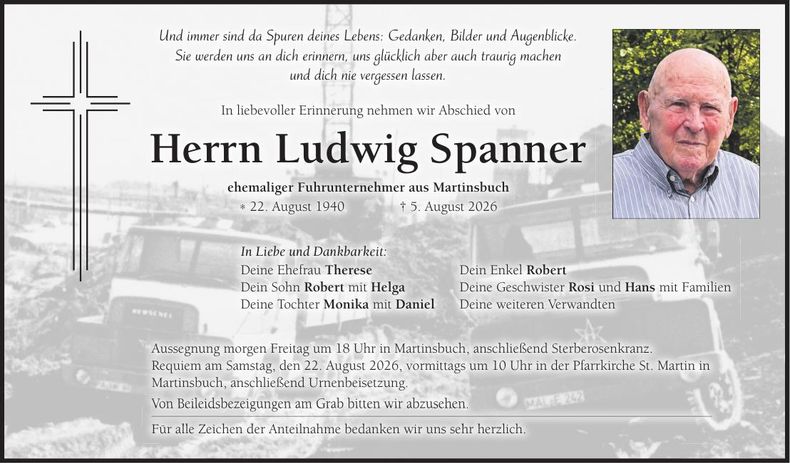 Traueranzeige Ludwig Spanner