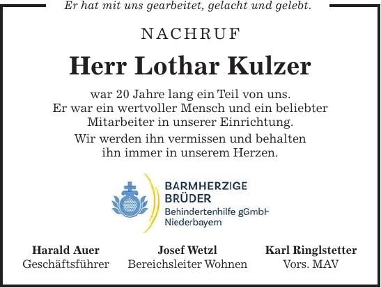 Traueranzeige Lothar Kulzer