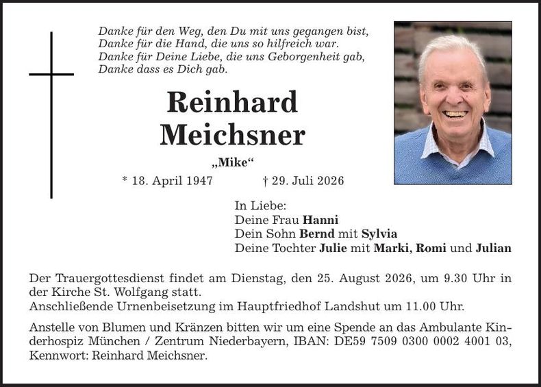 Traueranzeige Reinhard Meichsner