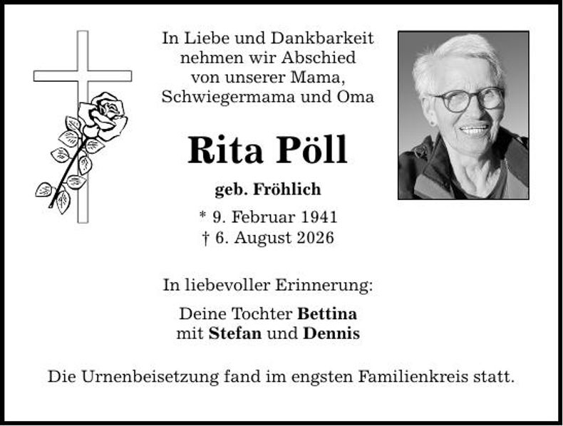 Traueranzeige Rita Pöll