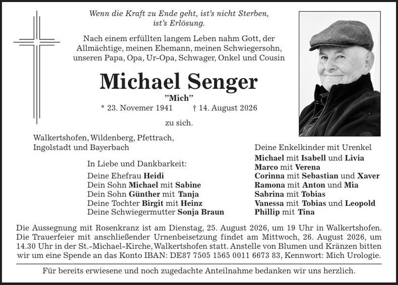 Traueranzeige Michael Senger