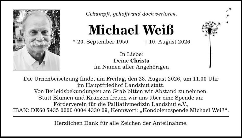 Traueranzeige Michael Weiß