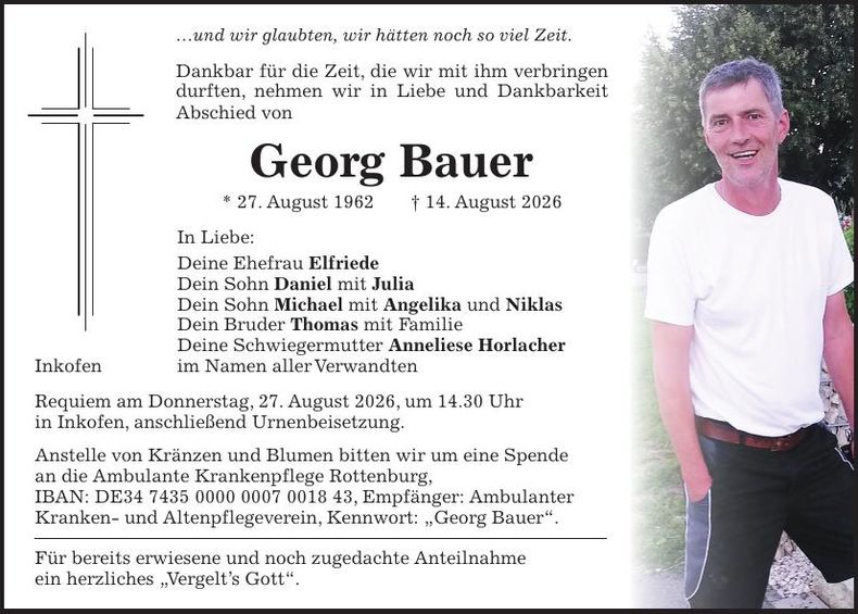 Traueranzeige Georg Bauer
