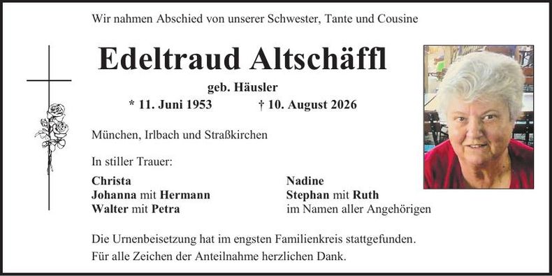 Traueranzeige Edeltraud Altschäffl