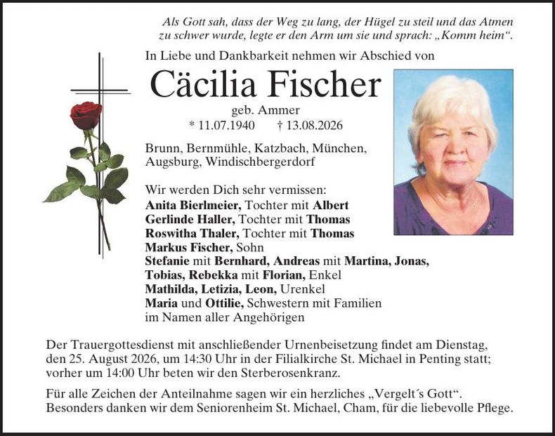 Traueranzeige Fischer Cäücilia 