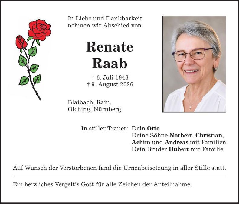 Traueranzeige Renate Raab