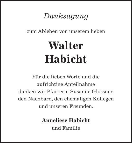 Traueranzeige Walter Habicht