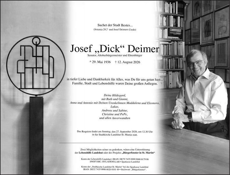 Traueranzeige Josef Deimer