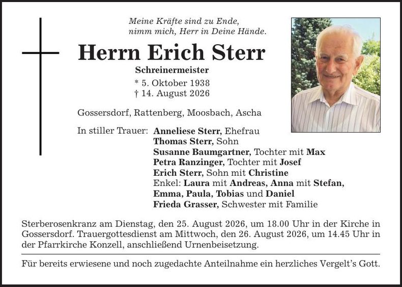 Traueranzeige Erich Sterr