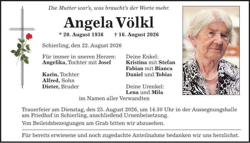 Traueranzeige Angela Völkl