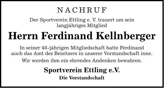 Traueranzeige Kellnberger Ferdinand