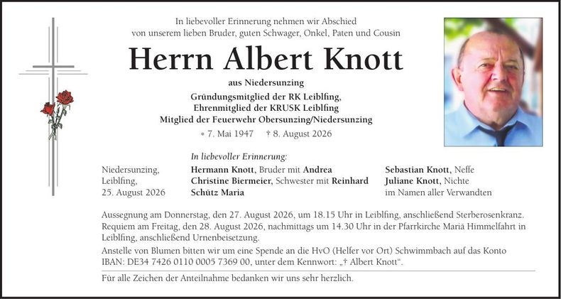 Traueranzeige Heribert Knott
