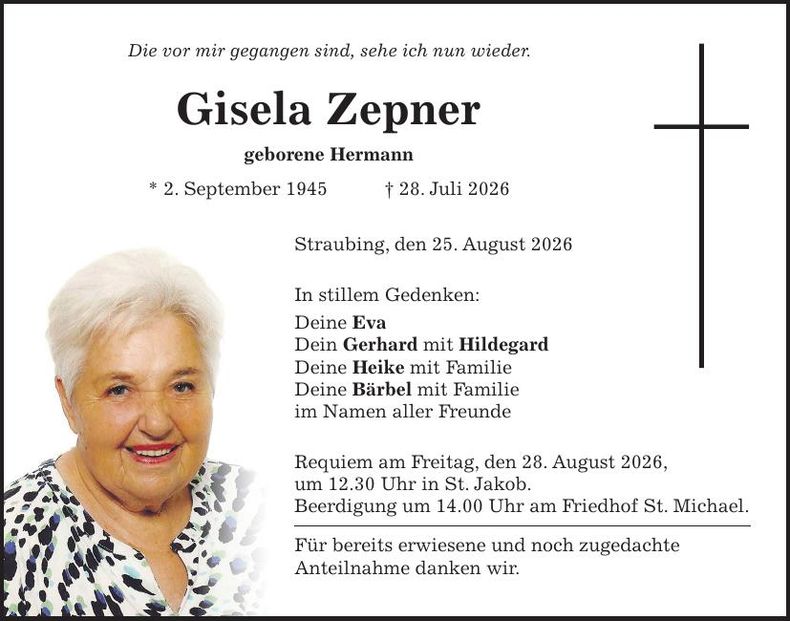 Traueranzeige Gisela Zepner