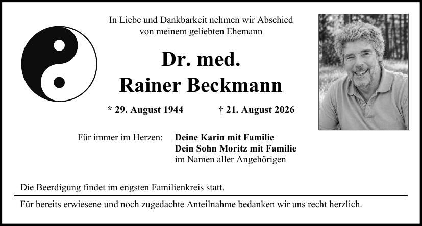 Traueranzeige Rainer Beckmann