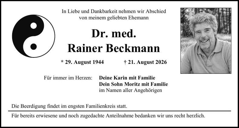 Traueranzeige Rainer Beckmann