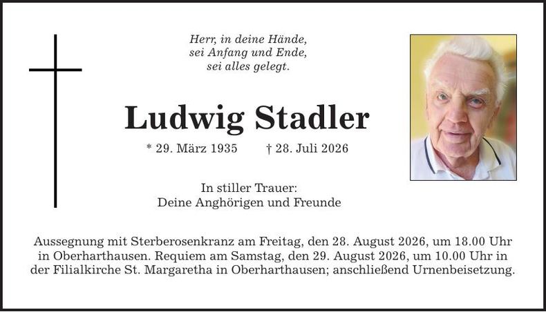 Traueranzeige Ludwig Stadler