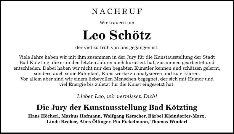Traueranzeige Leo Schötz