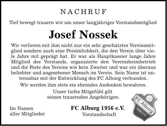 Traueranzeige Josef Nossek