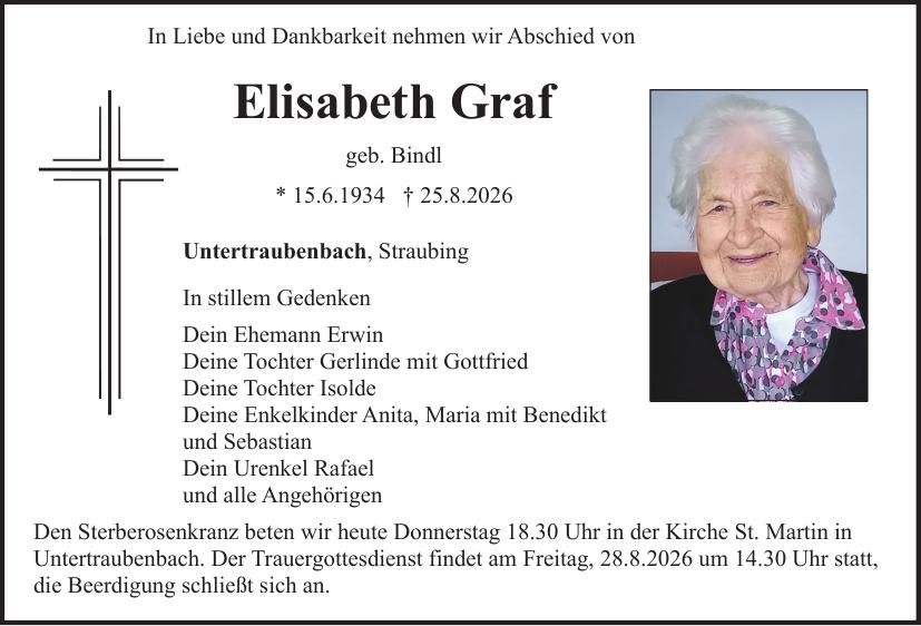 Traueranzeige Elisabeth Graf