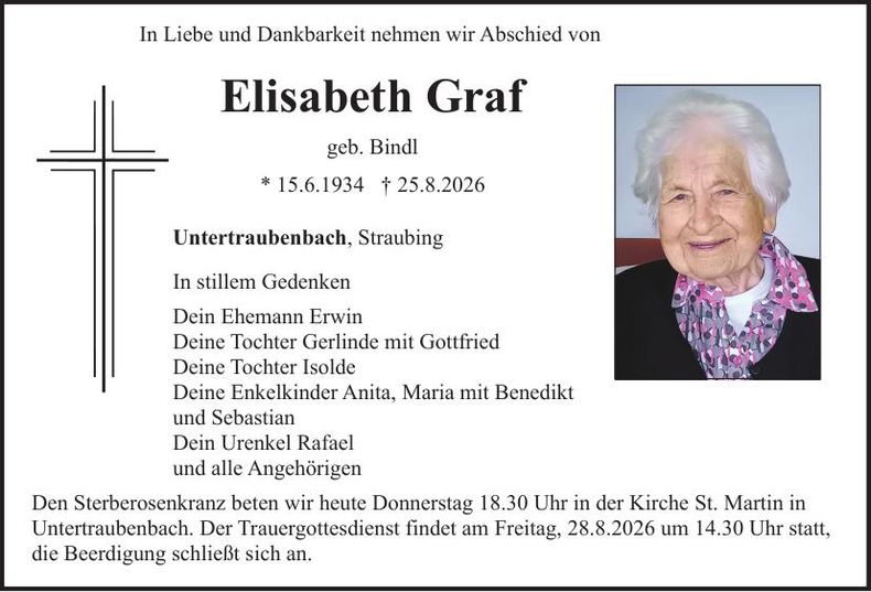 Traueranzeige Elisabeth Graf