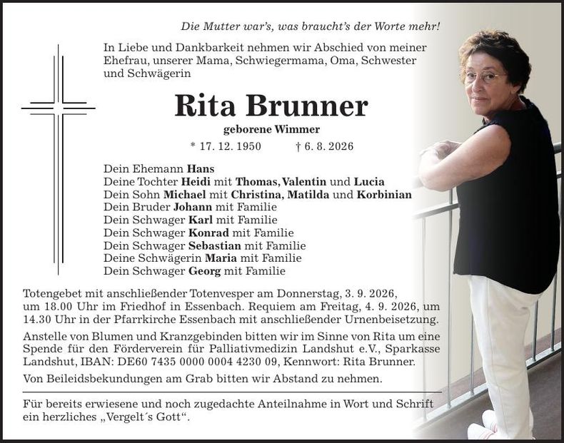 Traueranzeige Rita Brunner