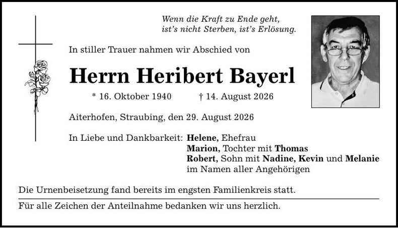 Traueranzeige Heribert Bayerl