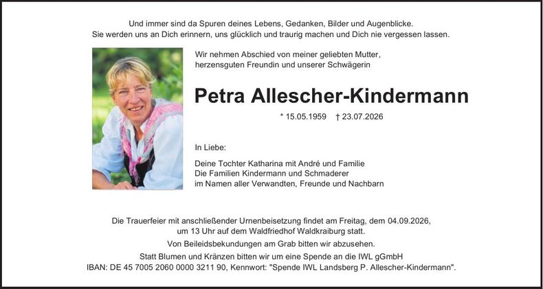 Traueranzeige Petra Allescher-Kindermann
