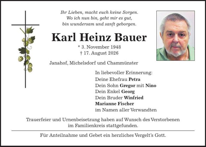 Traueranzeige Karl-Heinz Bauer