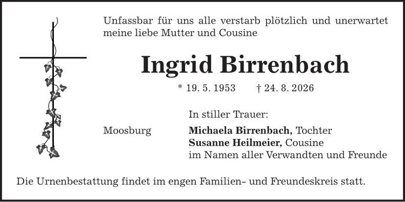 Traueranzeige Ingrid Birrenbach