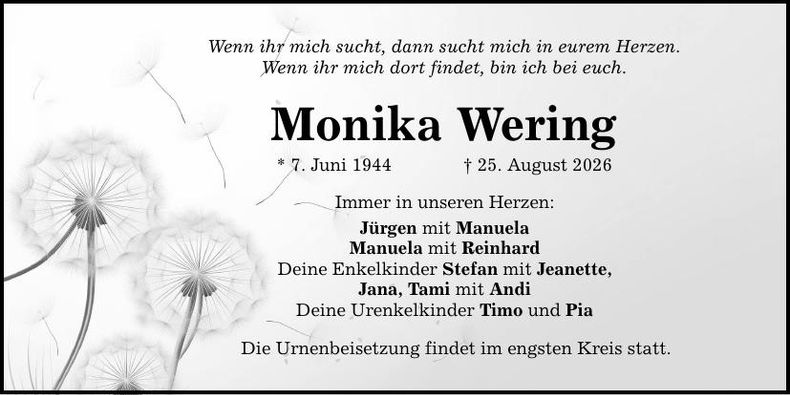 Traueranzeige Monika Wering