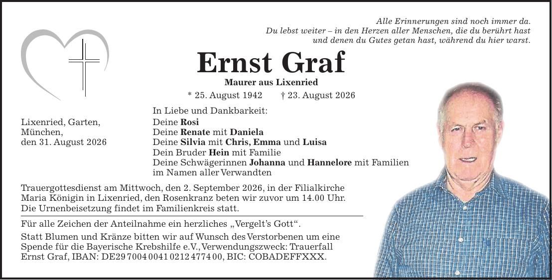 Traueranzeige Ernst Graf