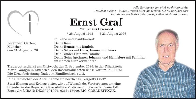 Traueranzeige Ernst Graf
