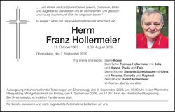 Traueranzeige Franz Hollermeier