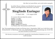 Traueranzeige Sieglinde Euringer