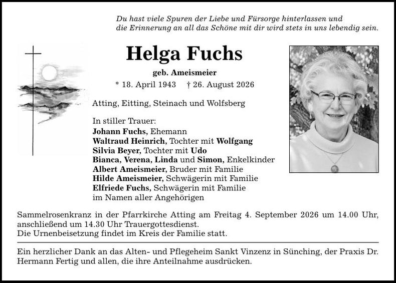 Traueranzeige Helga Fuchs