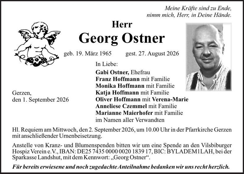 Traueranzeige Georg Ostner