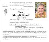 Traueranzeige Margit Steubl