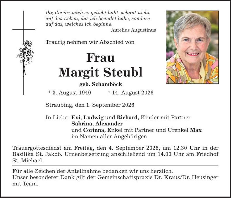 Traueranzeige Margit Steubl