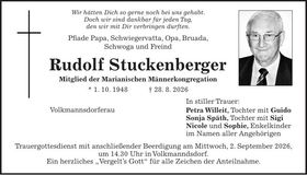 Traueranzeige Rudolf Stuckenberger