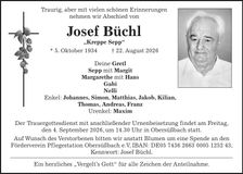 Traueranzeige Josef Büchl