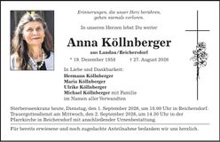 Traueranzeige Anna Köllnberger