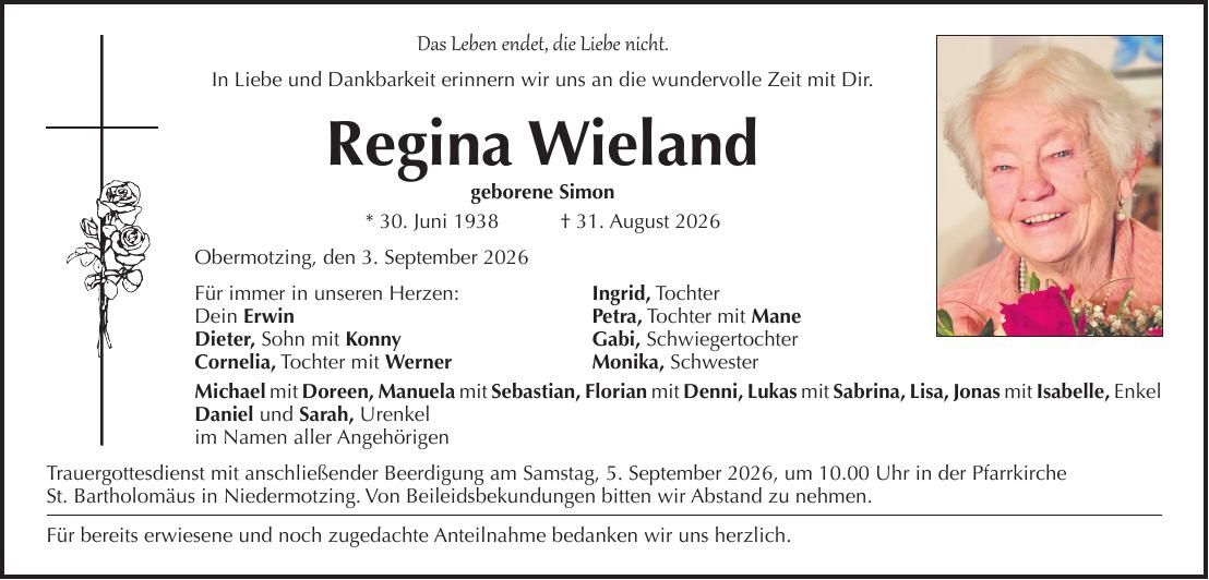 Traueranzeige Regina Wieland