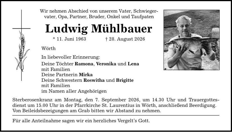 Traueranzeige Ludwig Mühlbauer