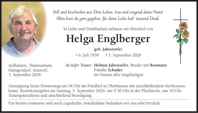 Traueranzeige Helga Englberger