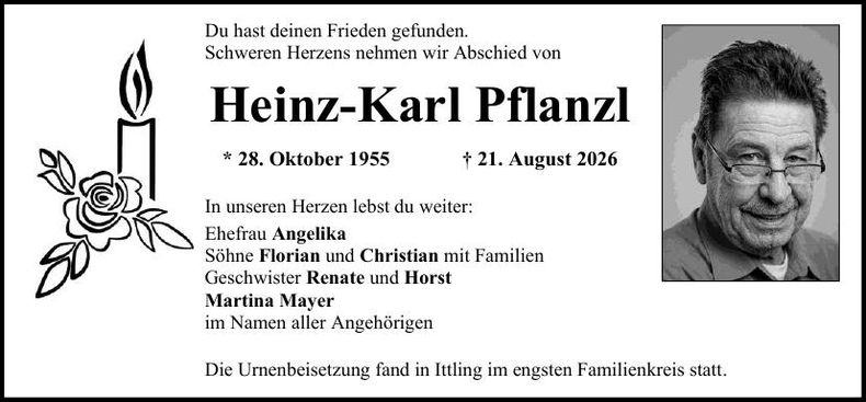 Traueranzeige Heinz-Karl Pflanzl