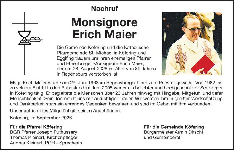 Traueranzeige Erich Maier