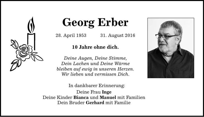 Traueranzeige Georg Erber