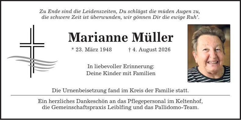 Traueranzeige Marianne  Müller 
