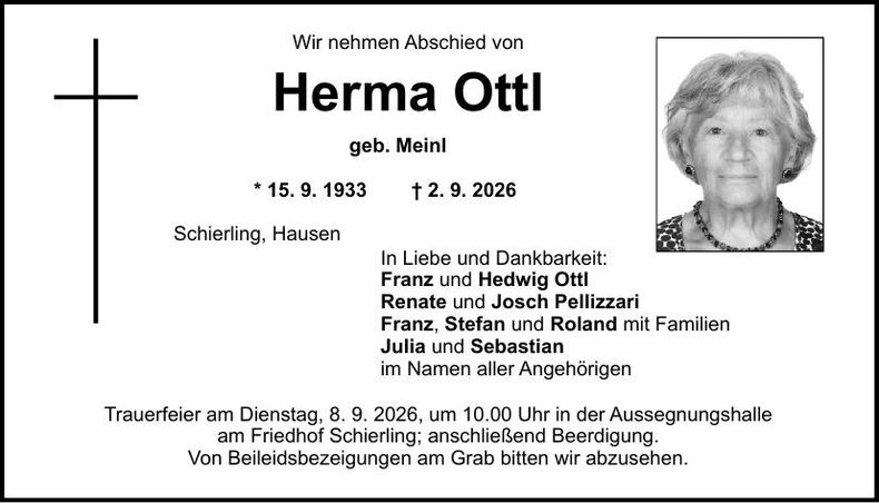 Traueranzeige Herma Ottl