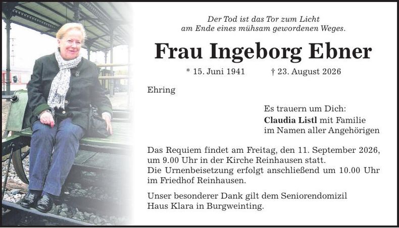 Traueranzeige Ingeborg Ebner